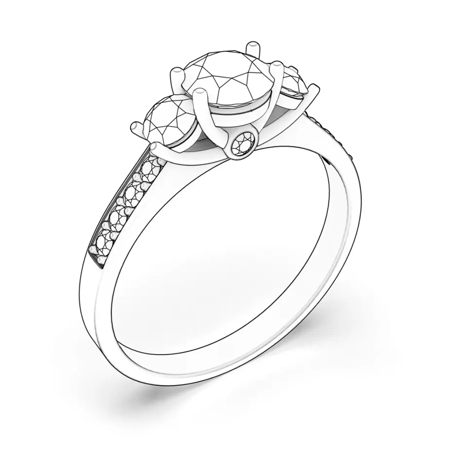 Zásnubný prsteň Dream: biele zlato, čierny diamant
