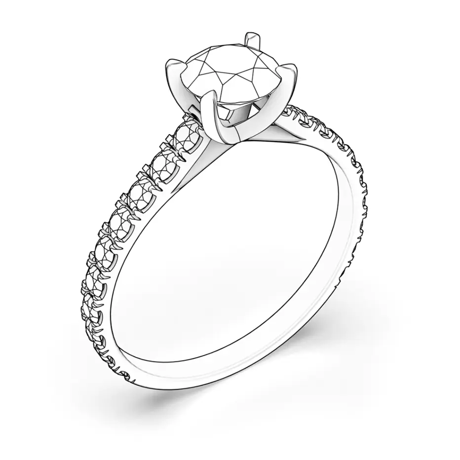 Zásnubný prsteň Fairytale: biele zlato, diamant